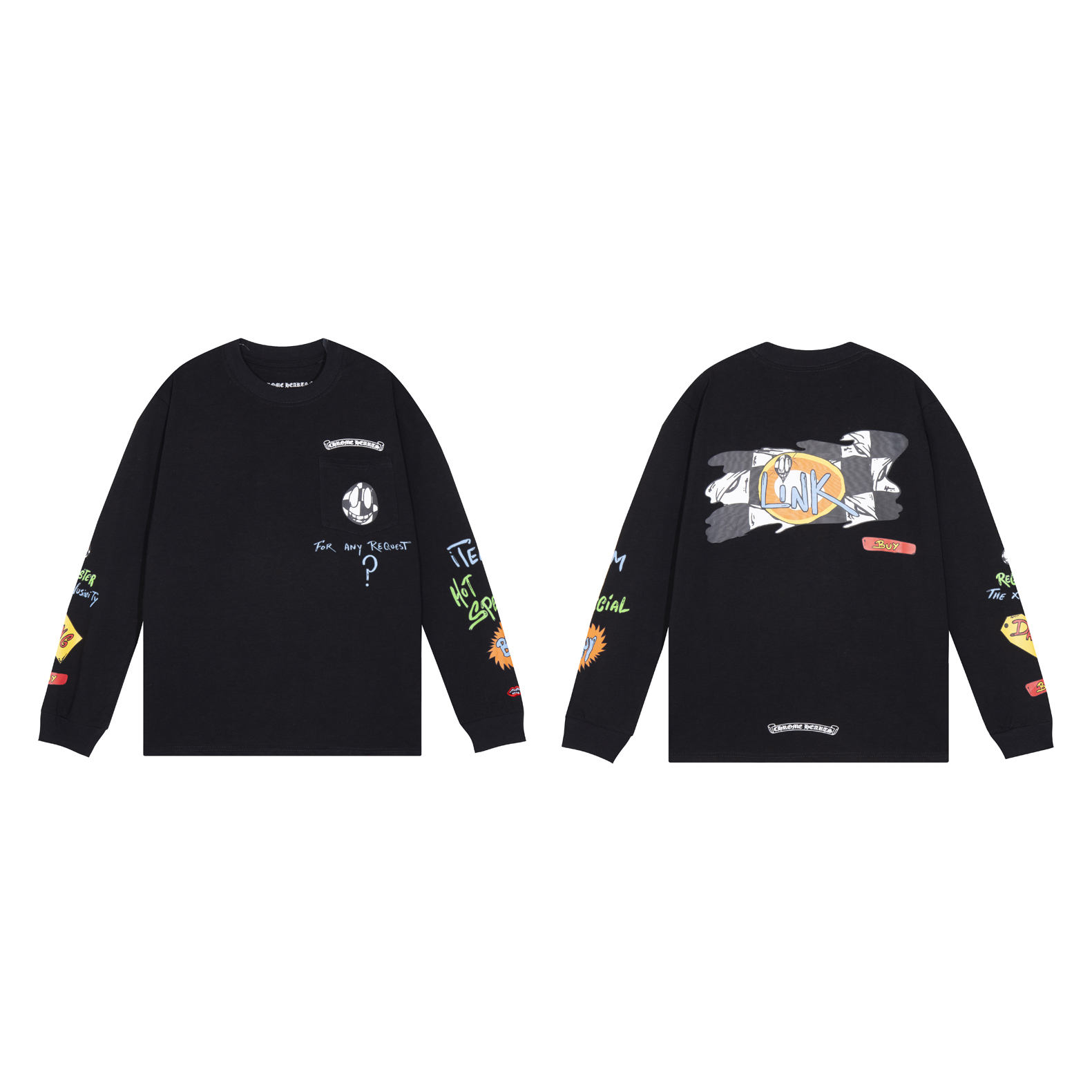 クロムハーツ 長袖 Tシャツ Chrome Hearts Matty Boy Sex Records Link ロンT プリントTシャツ 胸ポケット  おしゃれ オーバーサイズ ユニセックス